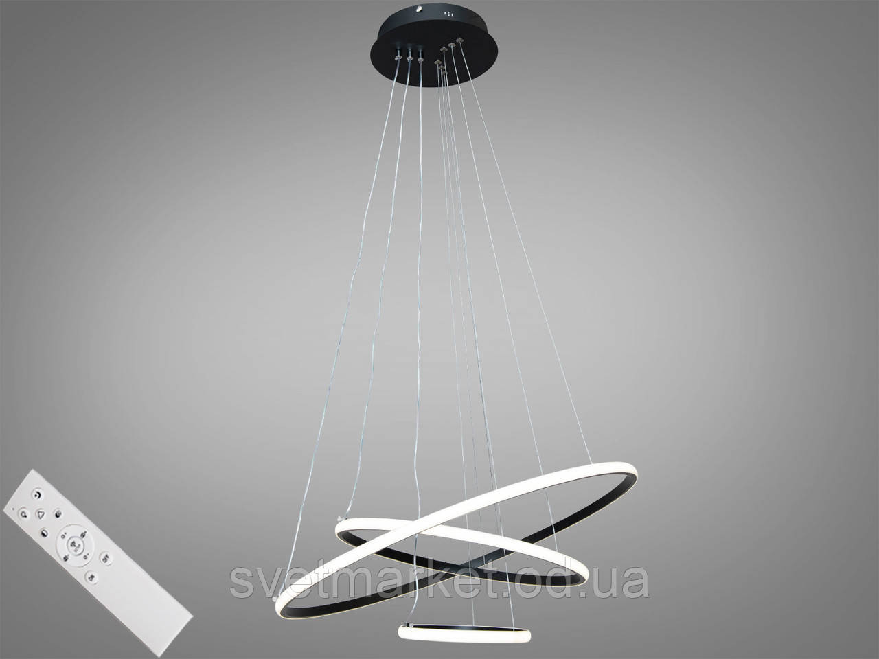 Яскрава підвісна люстра MD9079-3ABK-600+400+200 dimmer, фото 1