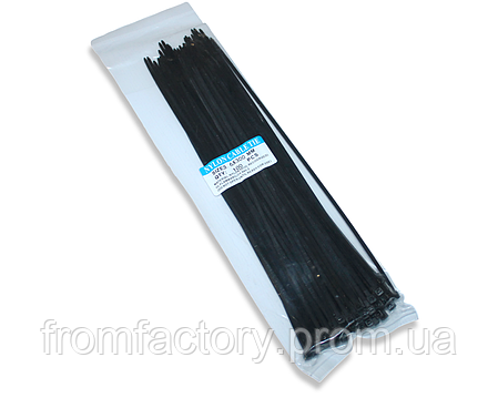 Стяжка/Хомут для кабелю пластиковий чорний 3.6х300мм/1шт, фото 2