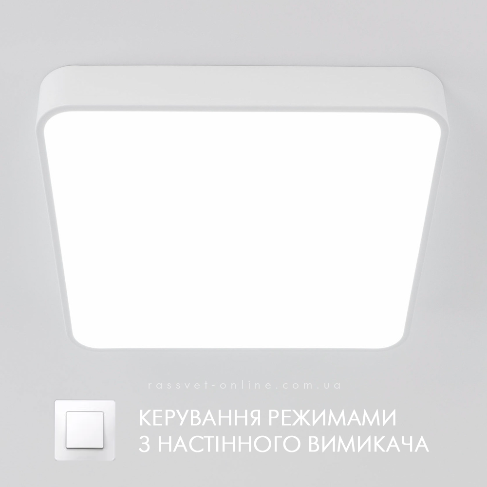 Керована світлодіодна LED люстра Esllse ONIX 60W S ON/OFF квадратна біла 450х450х60-WHITE/WHITE-220-IP20