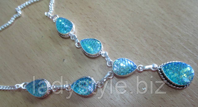 Серебряное колье с дихроидным стеклом "Русалочка" от студии LadyStyle.Biz серебряные серьги украшения из серебра натуральный лунный камень купить