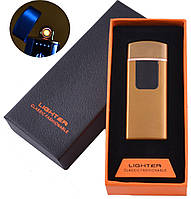 Сенсорная USB зажигалка в подарочной коробке LIGHTER (Спираль накаливания) HL-132 Gold