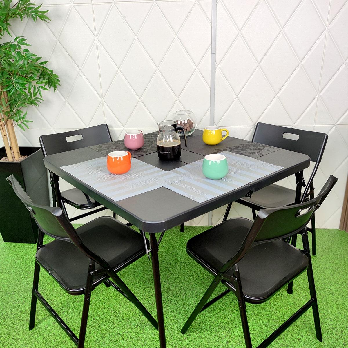 Набір розкладних меблів (Стол та 4 стільці), Чорний (із сумкою), фото 1