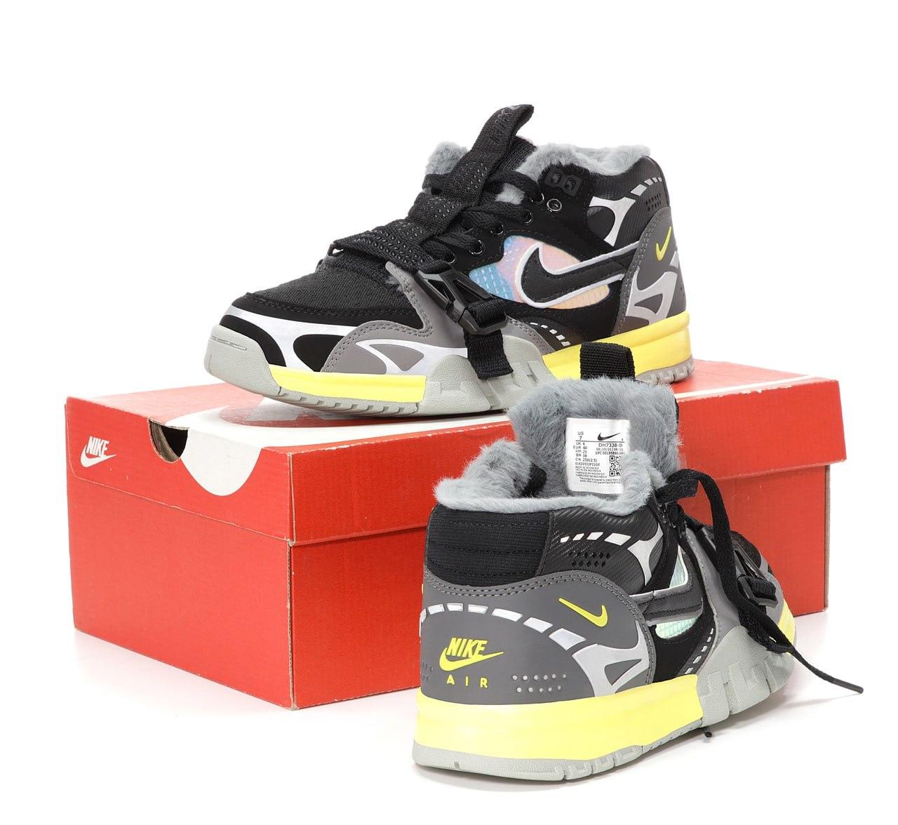 Зимові чоловічі кросівки Nike Air Trainer 1 SP Winter Взуття Найк Аїр Треїнер сірі замш текстиль хутро В'єтнам