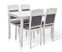 Обідній комплект стіл та стільці столовий (1 нерозкладний стіл та 4 стільці) Бродвей Білий White Мікс Меблі