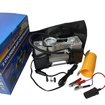 Автомобільний компресор двопоршневий EM Air Compressor 12v 628 потужний насос із сумкою й манометром