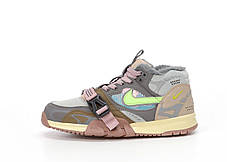 Зимові чоловічі кросівки Nike Air Trainer 1SP Winter Beige Найк Аїр Трейнер бежеві рефлективн замш хутро зима, фото 3