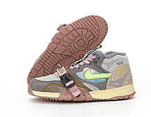 Зимові чоловічі кросівки Nike Air Trainer 1SP Winter Beige Найк Аїр Трейнер бежеві рефлективн замш хутро зима, фото 6