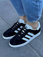 Мужские Кроссовки Adidas Gazelle Black White 40-41-42-43-44-45