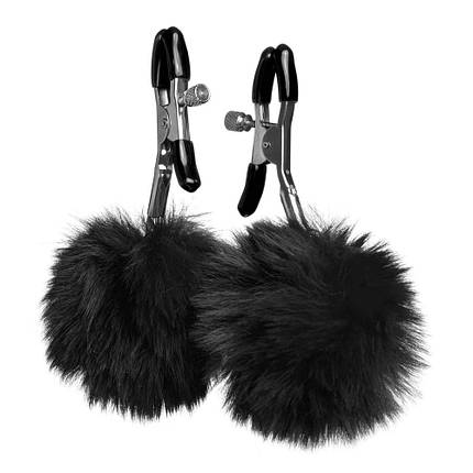 Затискачі на соски DS Fetish Nipple clamps metal poliester black, фото 3