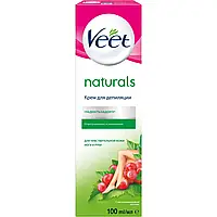 Крем для депиляции Veet Naturals 100мл, для чувствительной кожи, рук и ног, отшелушивание и увлажнение