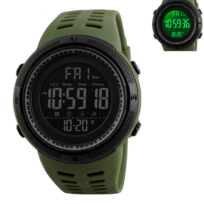 Армійський годинник водонепроникний і протиударний Skmei Army, електронний чоловічий годинник наручний з підсвічуванням, фото 1