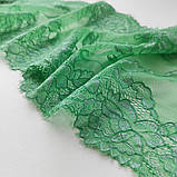 Стрейчевое (еластичне) мереживо зеленого кольору (салатний відтінок) шириною 21,5 см, фото 4