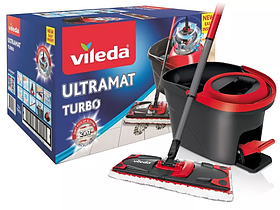 Комплект Швабра + відро Vileda Ultramax Turbo з механічним віджимом для збирання (Польща)