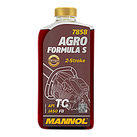 Моторное масло Mannol 7858 AGRO FORMULA S API TC 1л двухтактное для бензопил (красного цвета)