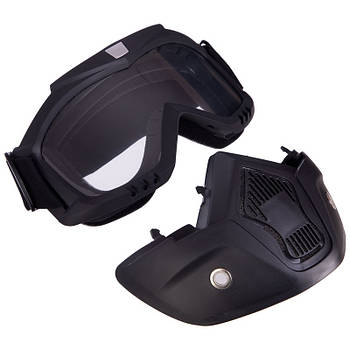 Тактична маска захисна підлога SP-Sport MT-009-BK чорний прозорі лінзи