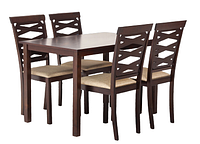Кухонный обеденный комплект мебели Бруклин (нераскладной стол и 4 стула) Темный орех Dark Walnut Микс Мебель