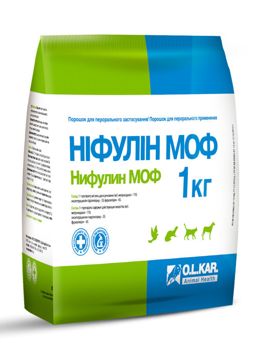 НІФУЛІН МОФ 1КГ (МЕТРОНІДАЗОЛ, ОКСИТЕТРАЦИКЛІН, ФУРАЗОЛІДОН)