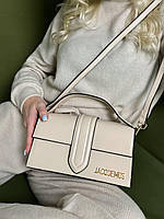 Женская кожаная сумка через плечо Jacquemus бежевая, стильная сумка, премиум качество, модная сумка жакмюс