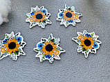 Кабошон "Соняшник та волошки" 3.7 х 3.5 см, 20 шт/уп. оптом, фото 2