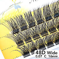 Nesura Eyelash Wide 48D, 0,07, изгиб C, 16 мм, 36 пучков Ресницы Несура 48д широкие пучки