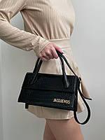 Жіноча шкіряна сумка через плече Jacquemus чорна, стильна сумка, преміум якість, модна сумка жакмюс