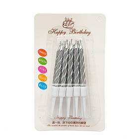 Набір свічок для торта "Глянець", срібні ELISEY