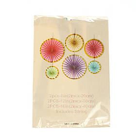 Набір з 6 паперових віял, білі з золотою облямівкою ELISEY