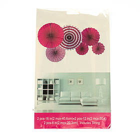 Набір з 6 паперових віял, малиновий ELISEY