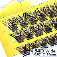 Nesura Eyelash Wide 54D, 0,07, изгиб C, 14 мм, 36 пучков Ресницы Несура 54д широкие пучки