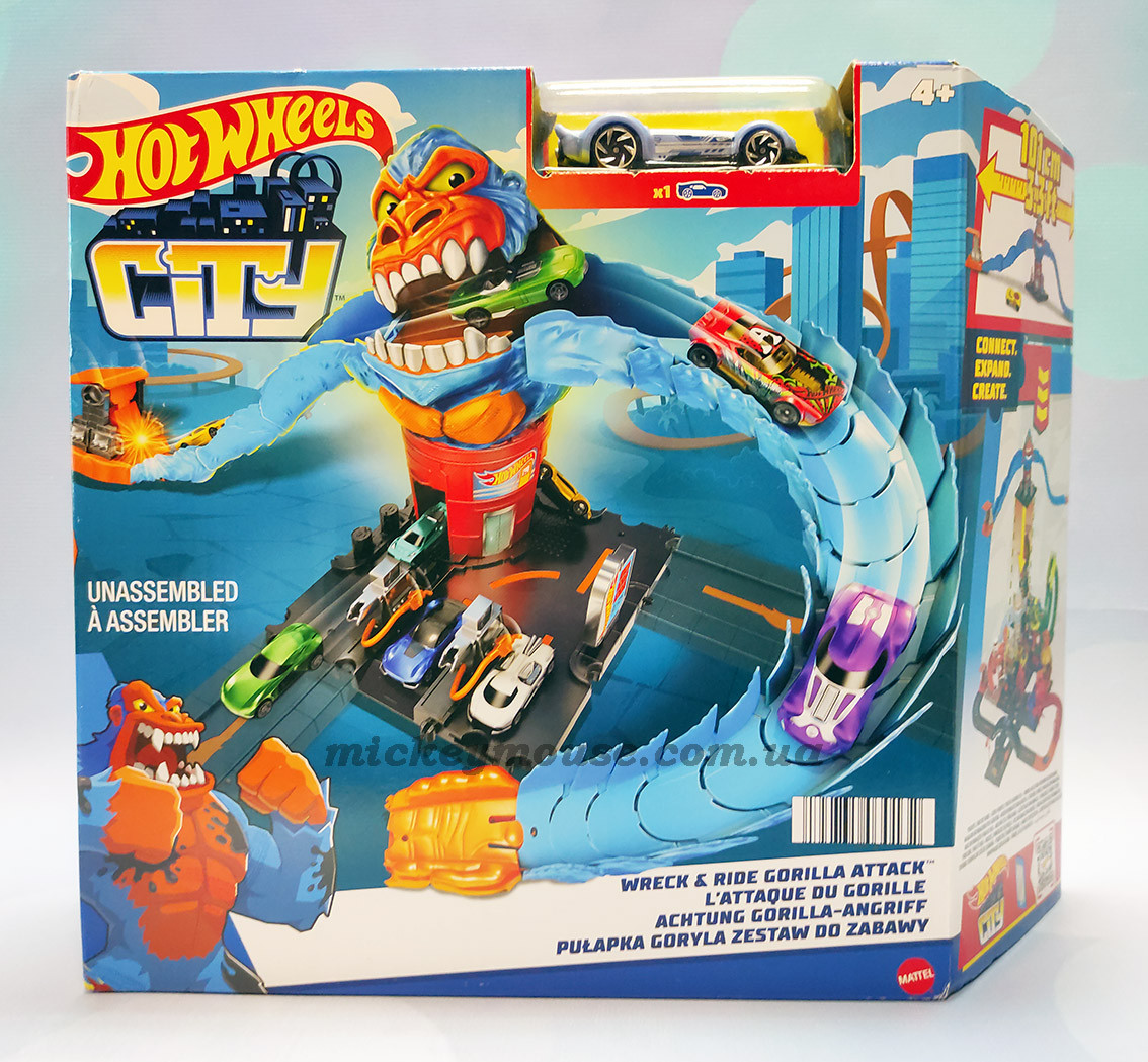 Хот Вілс набір Порятунок від горили Небезпечні створіння Hot Wheels City Wreck Ride Gorilla  HDR30