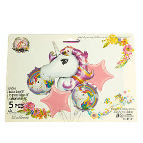 Набір повітряних куль "Єдиноріг", райдужний ELISEY