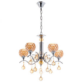 Люстра класична з 5 фактурними плафонами медового кольору  ELISEY