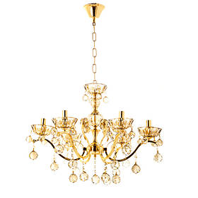 Люстра класична золота з 6 скляними плафонами медового кольору  ELISEY