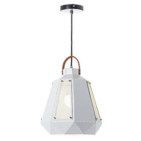 Люстра-підвіс біла з декоративними вставками з сітки.  ELISEY