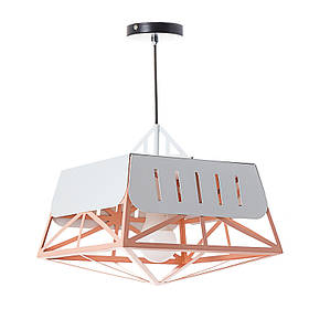 Люстра-підвіс біло-персикова з геометричними конструкціями  ELISEY