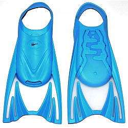 Тренувальні дитячі ласти для плавання короткі з відкритою п'ятою із силікону. Розмір 25-29. Голубий колір!!!