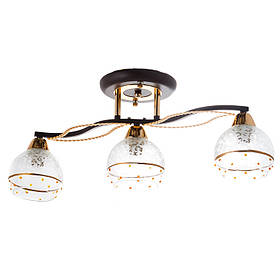 Люстра пристібна коричневого кольору на 3 прозорі плафони  ELISEY