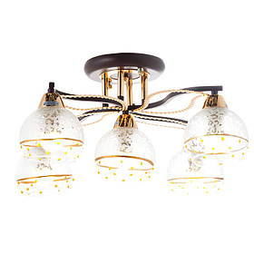 Люстра пристібна коричневого кольору на 5 прозорих плафонах  ELISEY