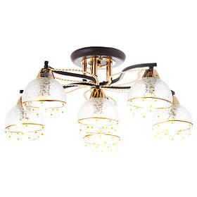 Люстра пристібна коричневого кольору на 6 прозорих плафонах  ELISEY