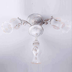 Стельова люстра з 3 білими плафонами та золотистим візерунком  ELISEY