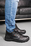 Стильні черевики чоловічі зимові з натуральної шкіри чорного кольору на шнурках на хутрі, фото 4