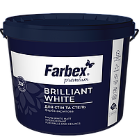 Краска акриловая водно-дисперсионная Farbex Brilliant White белоснежная 7кг