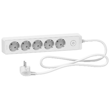 Подовжувач 5 розеток з заземленням 3 метра білий Schneider Electric Unica ST9453W