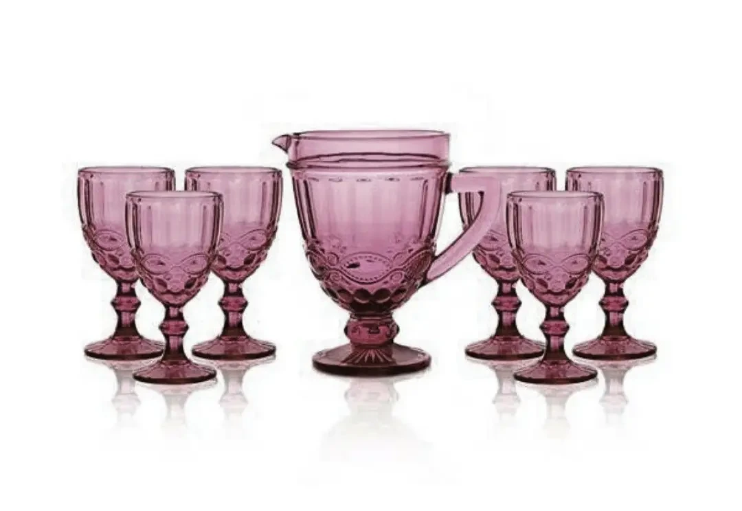 Набір келихів "Вінтаж" рожевий (6 персон+глек)