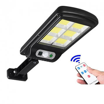 Вуличний ліхтар із сонячною панеллю Solar Street Light BL BK 120-6COB з датчиком руху та пультом Чорний Дропшипинг