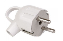 Вилка LXL 317WH штепсельна із заземленням із ручкою біла