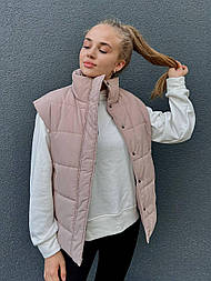 Базова плащова жилетка з коміром-стійкою на кнопках (р. 42-46) 514213