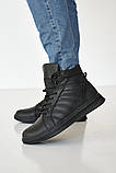Стильні черевики чоловічі зимові з натуральної шкіри чорного кольору на шнурках на хутрі, фото 3