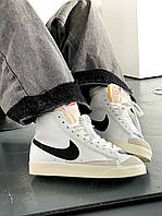 Nike Blazer Mid 77 Vintage White Black Унисекс Кеды Найк Блейзер лоу высокие белые кожа осенние Вьетнам люкс