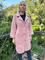 Пальто-кардиган з вовни альпака колір рожевий 50-54